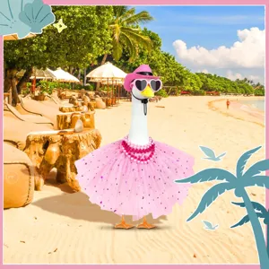 Valentine pink porch goose cowboy hat tutu skirt beaded necklace and sunglasses