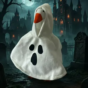 7 Inch Desktop Little Goose Halloween White Cloak Costume Set Cute Plush Toy Gift