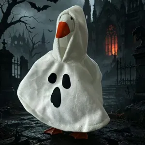 7-inch Halloween desktop little goose plush toy with a cute white ghost cape costume.