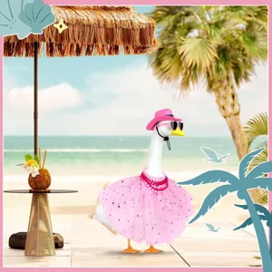 Pink valentine porch goose outfit set with cowboy hat, tutu skirt, necklace and cute sunglasses.