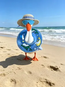 Summer beach vacation outfit set with straw hat sunglasses swimming ring for 7 inch doll detail