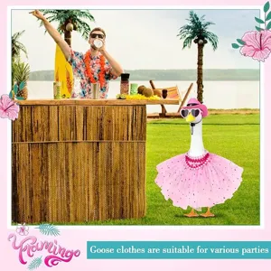 Pink goose costume set with tutu skirt, cowboy hat, and heart sunglasses for party dress up.