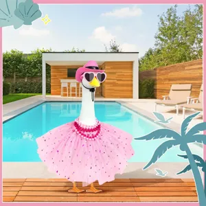 Valentine pink cowboy hat tutu skirt necklace sunglasses set details for porch goose decor