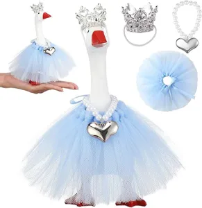 Oca bambola abito principessa corona collana di perle set carino animale domestico set