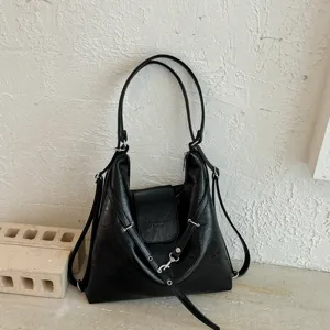 Bolso de hombro informal negro de gran capacidad bolsa hobo versátil para uso diario