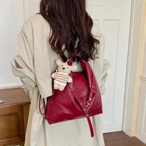 Bolso tote de gran capacidad para mujer mochila casual elegante con colgante de oso