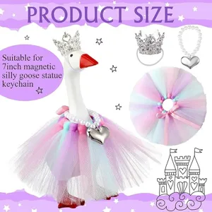 Set di abbigliamento con corona collana di perle e tutu pastello per bambola oca da 7 pollici