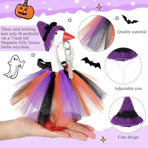 Conjunto de disfraz de sombrero de bruja y tutú de Halloween para llavero de ganso de 7 pulgadas.