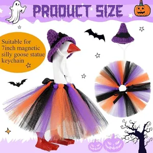 Conjunto de sombrero de bruja y tutu de Halloween para estatua de ganso magnetico 7 pulg.