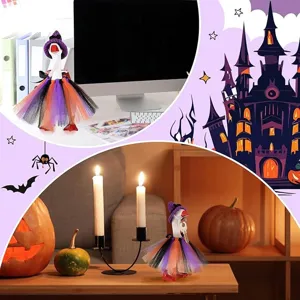 Figura pato ganso Halloween sombrero bruja tutu llavero escritorio detalle vista