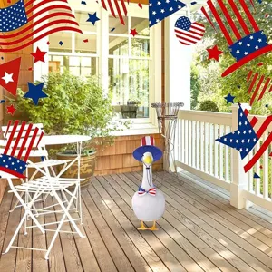US Independence Day Porch Goose Outfit Patriotic Hat and Bow Tie Set for 23 Inch Goose