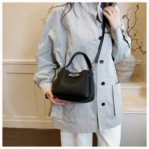 Sac seau texturé noir pour femme sac à main décontracté mode sac bandoulière élégant