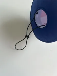 Blue felt hat accessory with elastic cord for 23-inch porch goose holiday decoration.