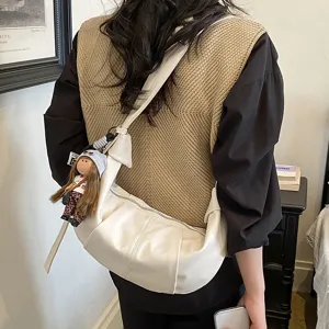 Koreaanse casual witte dumplingschoudertas grote capaciteit crossbody tas voor dames