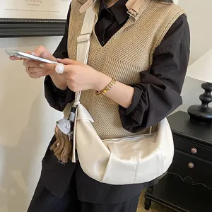 Casual slouchy dumpling schoudertas met grote capaciteit, retro Koreaanse stijl tas voor dames.