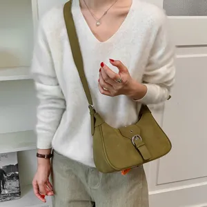 Bolso cruzado de hombro estilo coreano detalle dumpling, diseño casual para uso diario.