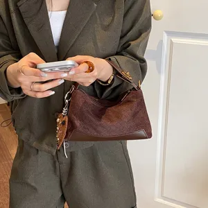 Borsa a cuscino intrecciata vintage da donna, elegante borsa autunnale e tracolla casual per uso.