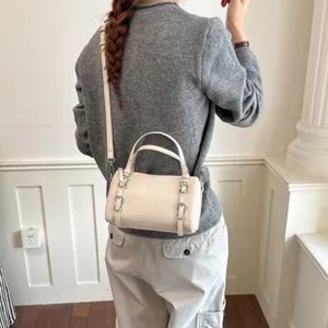 Donna borsa a tracolla cilindro minimalista elegante quotidiano lavoro pelle PU borsa