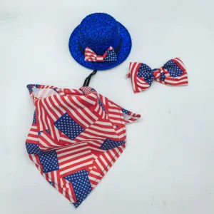 Independence Day American flag goose costume set bandana hat bow tie patriotic decor