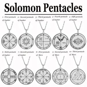 Solomon Pentacles stainless steel pendant necklace Jupiter and Mars amulets jewelry catalog.