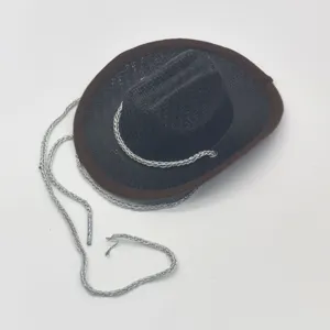 Summer pet cowboy straw hat breathable hollow paper cloth hat for party festival use.