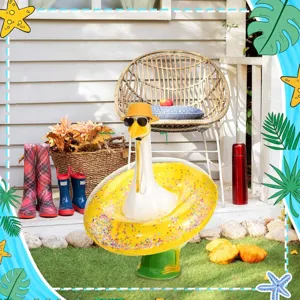 Gelber flacher kleiner Hut 13cm Vliesstoff Hut für Veranda weiße Gans Figur Dekoration