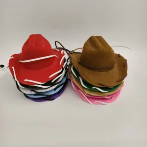 Lindo sombrero de vaquero para mascota miniatura western cachorro gato 13cm accesorios