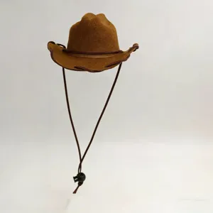 Mini sombrero de vaquero para mascota, marron perro gato sombrero occidental de 13cm