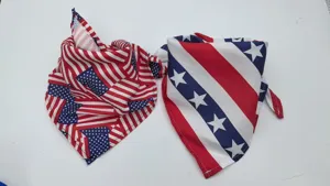 American flag patriotic bandanas for lawn goose statues, perfect for Independence Day decor.