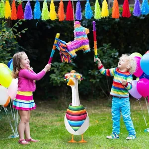 Porch goose costume set including Mexican sombrero and striped triangle bib for outdoor decor