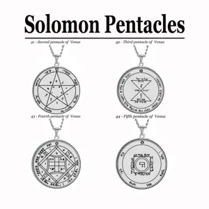 Stainless Steel Solomon Pentacles Venus Seal Amulet Necklace Pendant Esoteric Jewelry