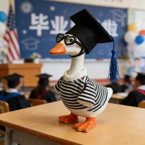 Desktop Little Goose Graduation Outfit Accessories Academic Cap Striped Clothes Glasses Set Graduation Party Decor