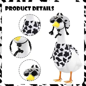 Porch goose statue with cow print cowboy hat sunglasses and scarf detail showcase set