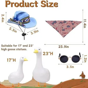 Porch goose cowboy hat set with patriotic bandana and sunglasses for 17 23 inch goose statues