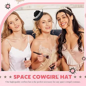 Pink rhinestone mini cowboy hat headband and hairpin for party costume dress up accessories