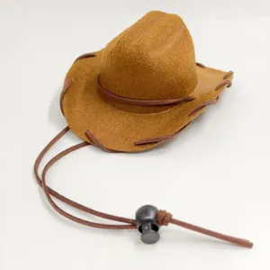 Sombrero de vaquero de fieltro marron para perros gatos estilo western con cordon 13cm