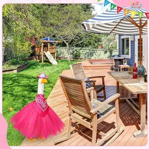 Pink goose costume set with sparkly hat tutu and scarf for holiday dress up decor