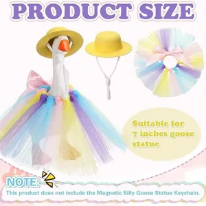 Adorable 7-inch goose clothing set with a yellow hat and colorful tutu for doll decoration.