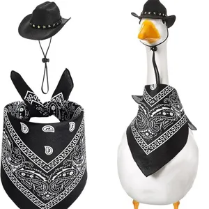Goose Western Cowboy Hat and Bandana Set Pet Costume Funny Party Dress Up Accessories