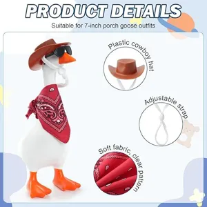 Set cappello da cowboy per anatra con cinturino regolabile e tessuto fantasia per oca.