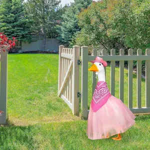 Porch goose outfit pink cowboy hat bandana tutu skirt 3-piece set for lawn statue decor