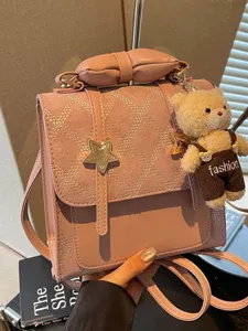 Zaino Piccolo da Donna in Pelle PU Casual Trapuntato Con Fiocco Borsa a Tracolla per Viaggio Scuola Pendolarismo Adolescenti Zaino