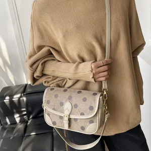 Retro stippen crossbody schoudertas, stijlvolle PU lederen messenger tas voor dames chic.