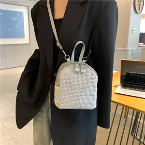 Elegante mini zaino donna strass borsa a tracolla grigia casual chic per uso quotidiano