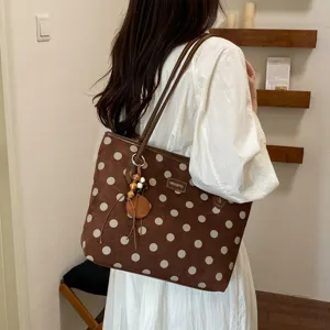 Autumn polka dot tote bag large capacity commuter shoulder bag fashion casual handbag
