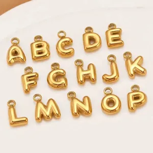 Gouden roestvrijstalen opgeblazen letterbedels hangers voor DIY sieraden maken.