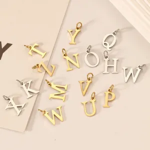 Colgantes de letras de acero inoxidable, accesorios de joyería DIY, oro y plata.