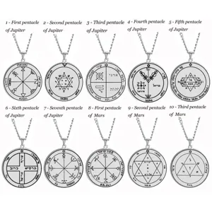 Solomon Seal Amulet Stainless Steel Pendant Necklace Magic Sigil Protection Talisman Stainless Steel Jewelry