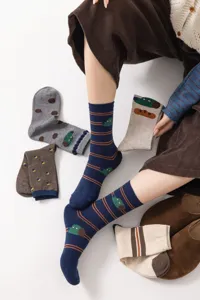 Cute cartoon illustration cotton mid-tube socks, creative design artistic socks for women