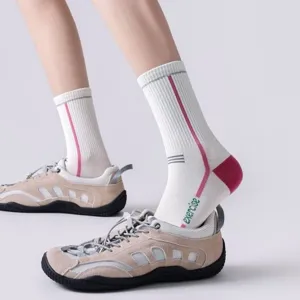 Calcetines de Compresión a Rayas para Mujer Deporte Correr Yoga Media Pierna Atlético Transpirable Elástico